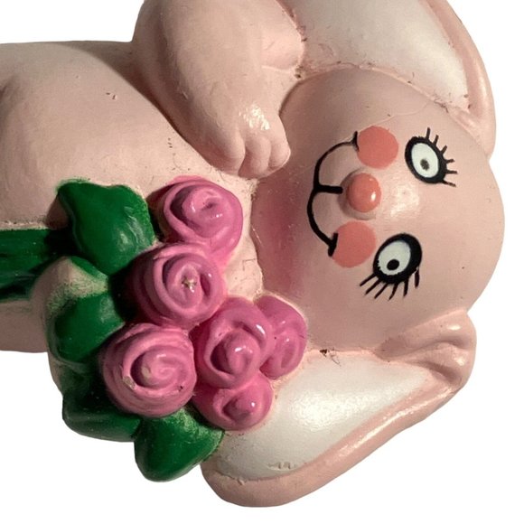 Easter Unlimited Pink Rabbit Bunny Rose Flowers Pin vintage - Picture 2 of 7